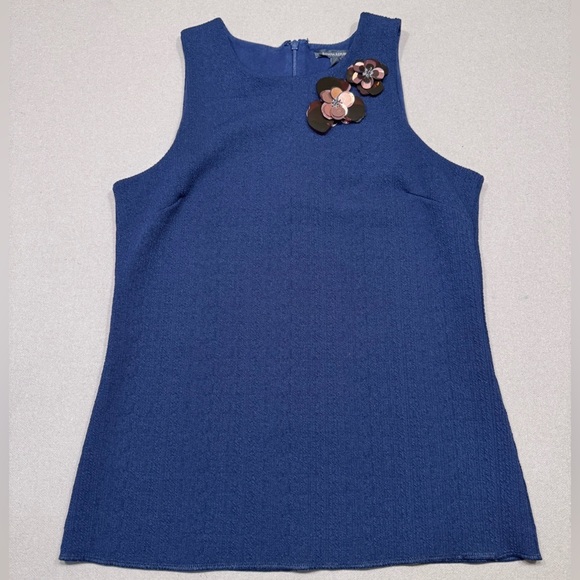 Banana Republic Tops - Banana Republic Blue Sleeveless Blouse with Floral Accent